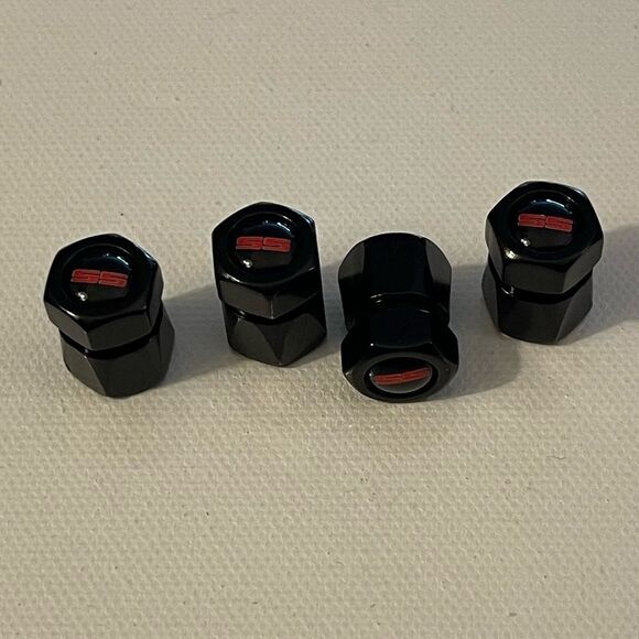 SS Super Sport Valve Stem Caps in Black Set of 4 NWT - Picture 2 of 4
